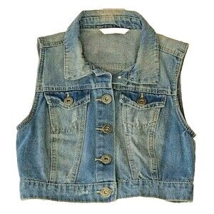 HIGHWAY JEANS DENIM VEST YOUTH GIRLS LIGHT WASH DISTRESSED SIZE SMALL